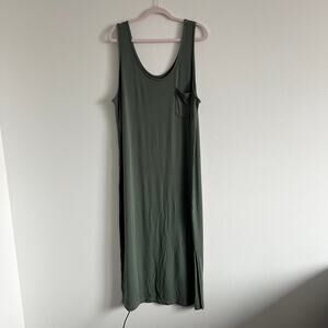 Lou & Grey Olive Green Tank Maxi Dress XXL Minimalist Boho-Chic Explorer Earthy